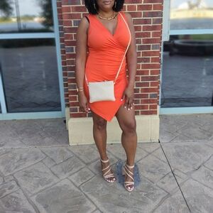 Elegant Orange Wrap Dress